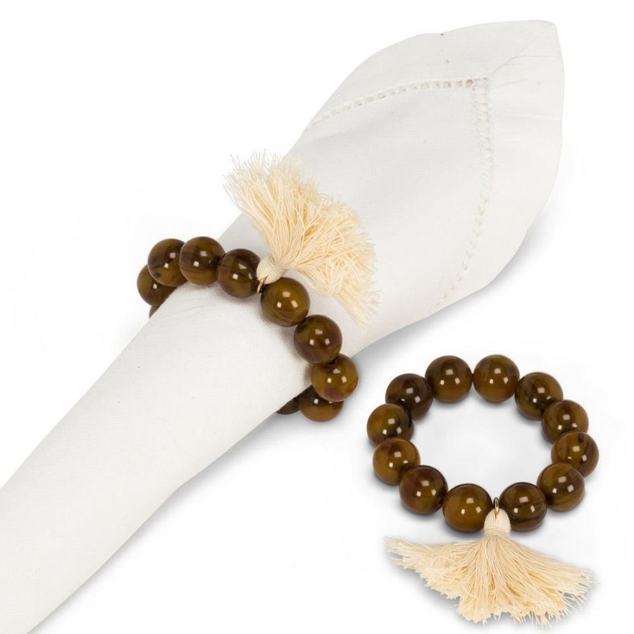 Cottage Kitchen ABBOTT Flatware | Abbott- Beaded Napkin Ring With Tassel