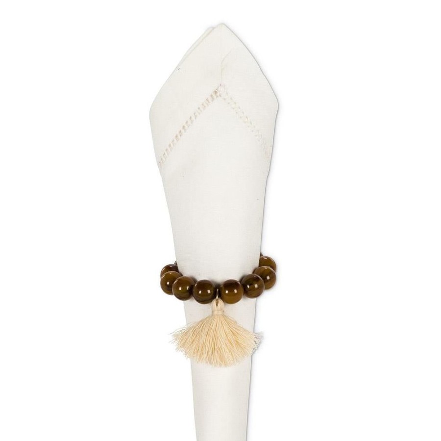 Cottage Kitchen ABBOTT Flatware | Abbott- Beaded Napkin Ring With Tassel