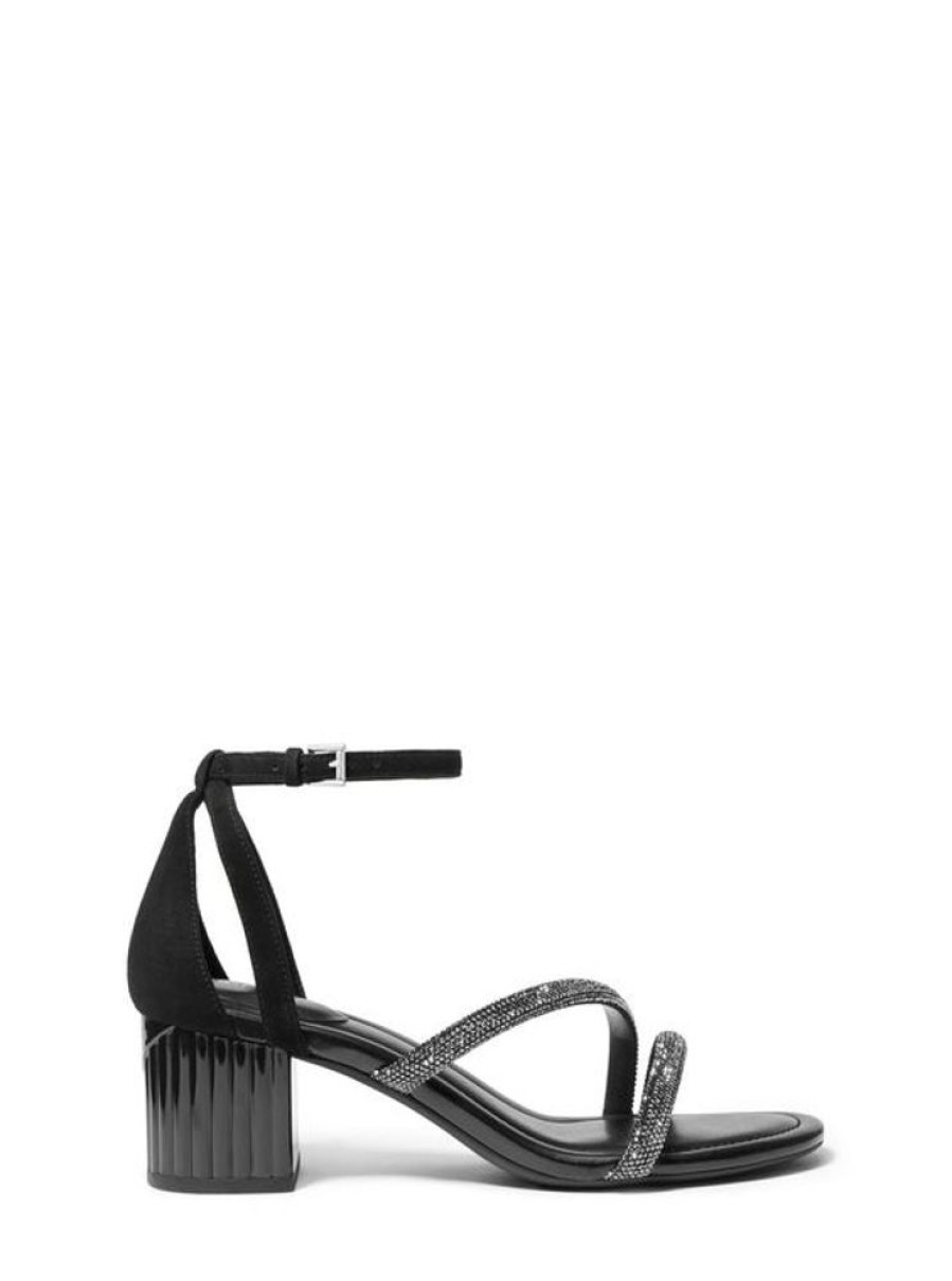 Women MICHAEL KORS Dress Shoes | Michael Kors- Women'S Porter Strappy Mid Sandal Black