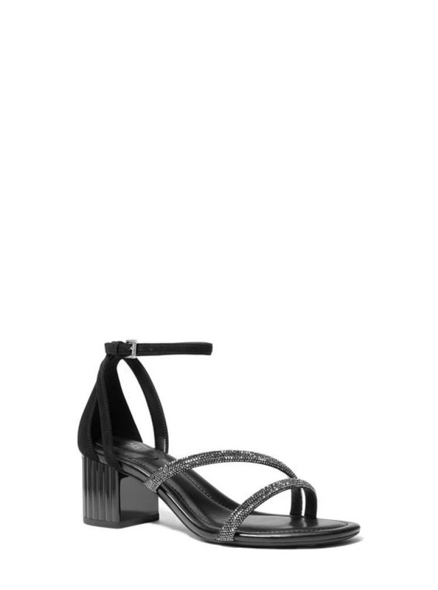 Women MICHAEL KORS Dress Shoes | Michael Kors- Women'S Porter Strappy Mid Sandal Black