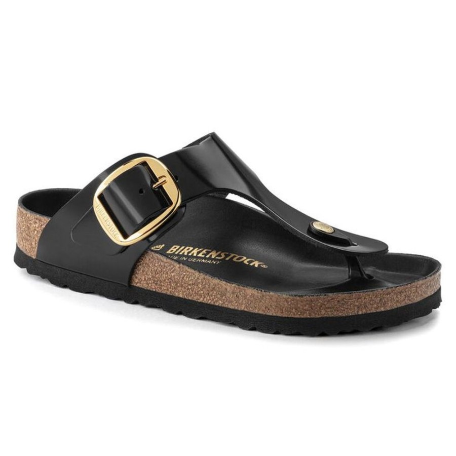 Women BIRKENSTOCK Casual Footwear | Birkenstock- Women'S Gizeh Big Buckle High Shine Sandal Black