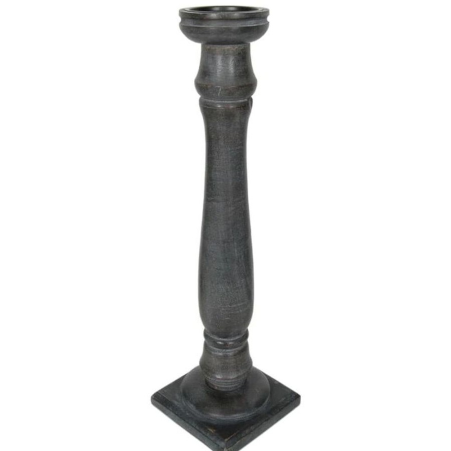 Cottage Kitchen INDIA HOUSE Decor | India House- Wood Pillar Candle Holder 8H