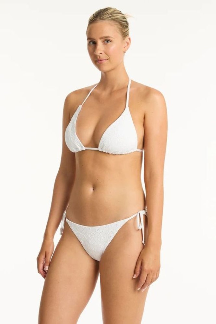 Women SEA LEVEL Bottoms | Sea Level- Women'S Interlace Tie Side Swim Bottom White