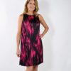 Women FRANK LYMAN Dresses | Frank Lyman- Pleated Dress 233451 Blk-Fuchsia