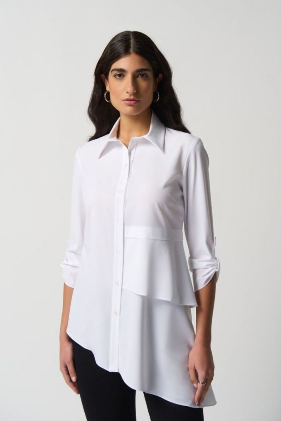 Women JOSEPH RIBKOFF Tops | Joseph Ribkoff- Women'S Ruffled Blouse White