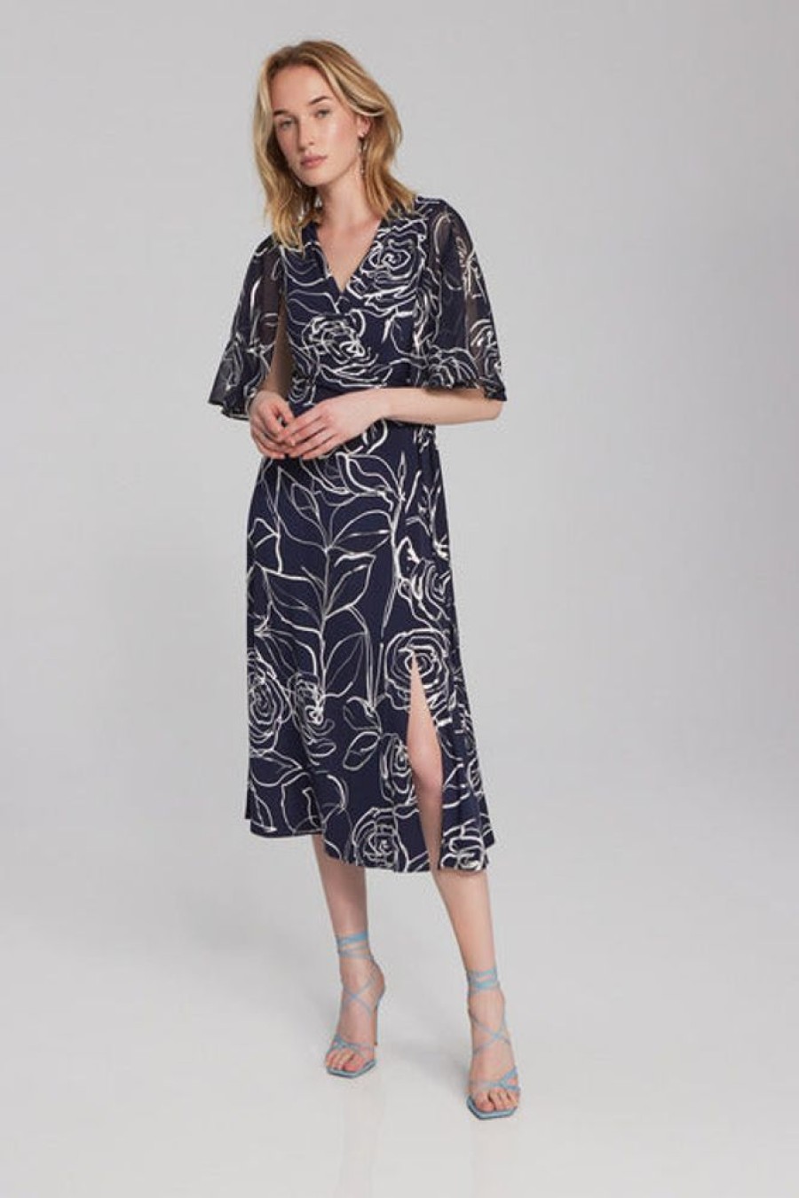 Women JOSEPH RIBKOFF Dresses | Joseph Ribkoff- Abstract Floral Dress Midnight-Vanilla