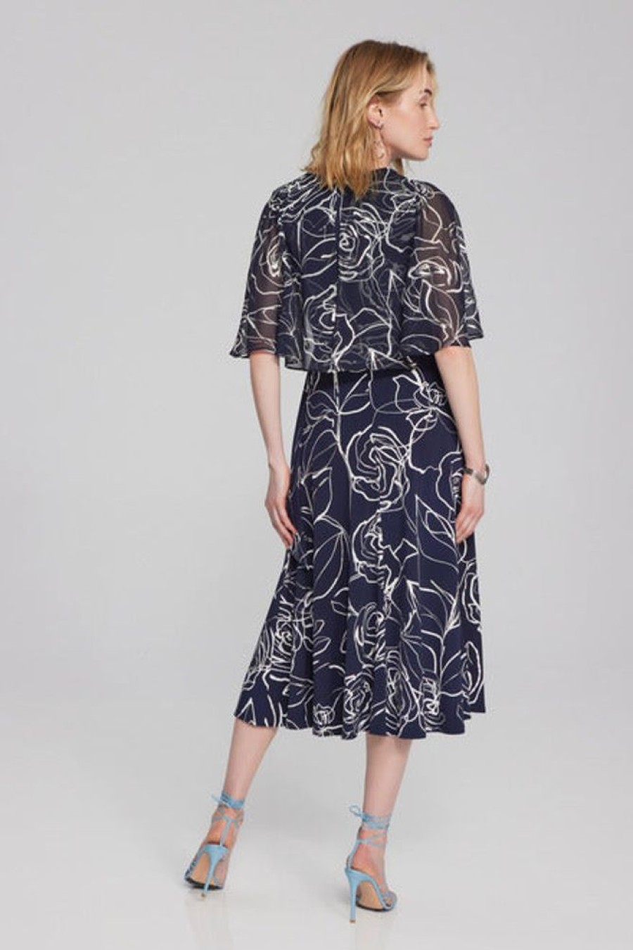 Women JOSEPH RIBKOFF Dresses | Joseph Ribkoff- Abstract Floral Dress Midnight-Vanilla