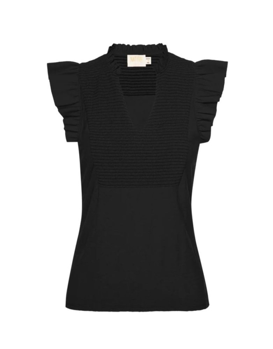 Women NATION LTD. Tops | Nation- Habiba Fancy Tank Jet Black