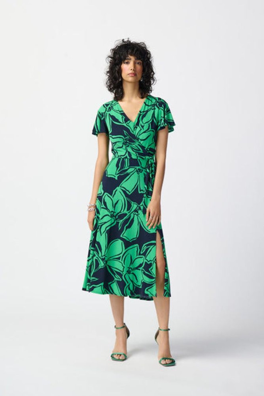 Women JOSEPH RIBKOFF Dresses | Joseph Ribkoff- Floral Midi Dress Midnight-Green