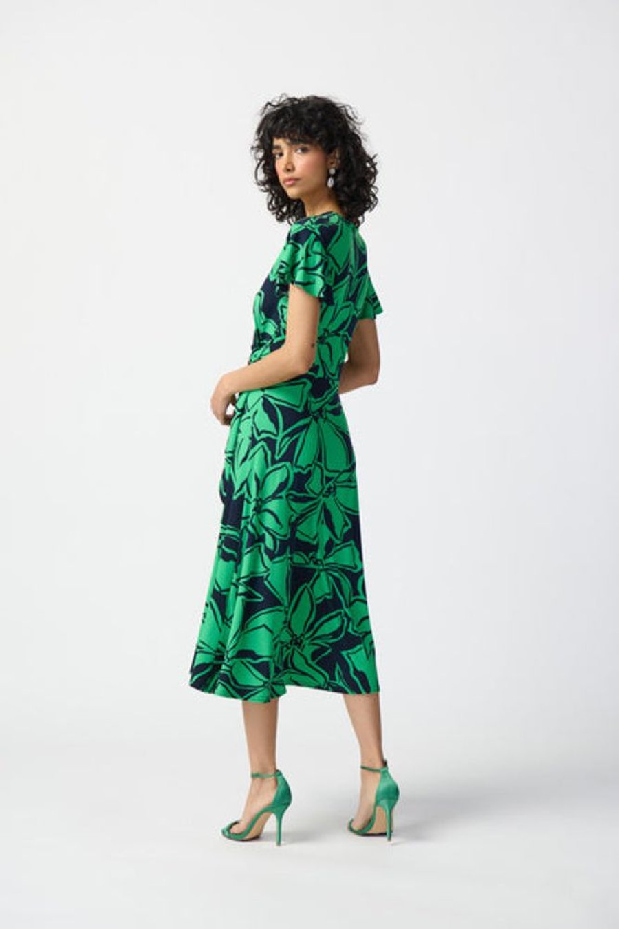 Women JOSEPH RIBKOFF Dresses | Joseph Ribkoff- Floral Midi Dress Midnight-Green