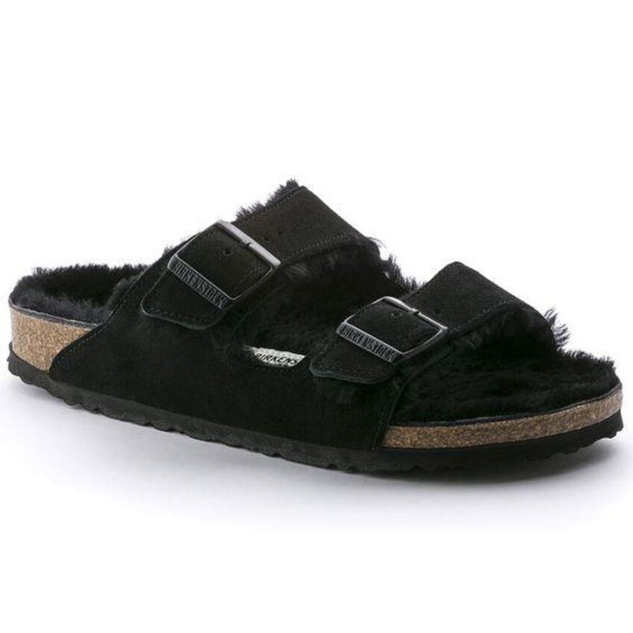 Women BIRKENSTOCK Sandals | Birkenstock- Women'S Arizona Sherling Shoe Black Suede