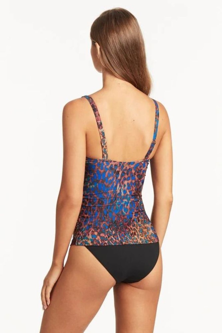 Women SEA LEVEL Tops | Sea Level- Ladies Hunter Cross Front Tankini Blue