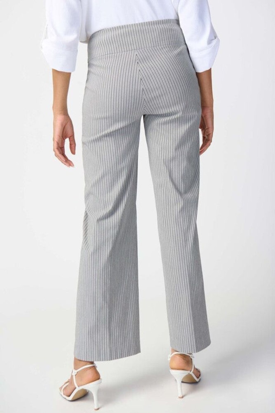 Women JOSEPH RIBKOFF Bottoms | Joseph Ribkoff- Vertical Striped Wide Leg Pants White-Black