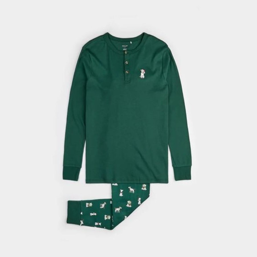 Men PETIT LEM Sleepwear & Lounge | Petit Lem- Men'S Jack Frost Russell Print Pajama Set Dark Green