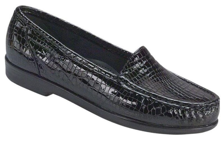 Women SAS Casual Footwear | Sas- Simplify Slip On Loafer Black Patent Croc