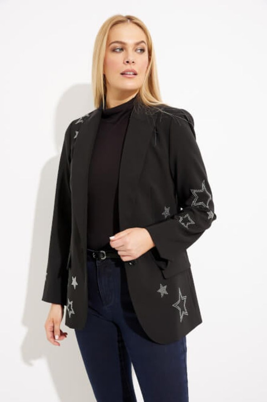 Women JOSEPH RIBKOFF Tops | Joseph Ribkoff- Women'S Star Detail Blazer Black