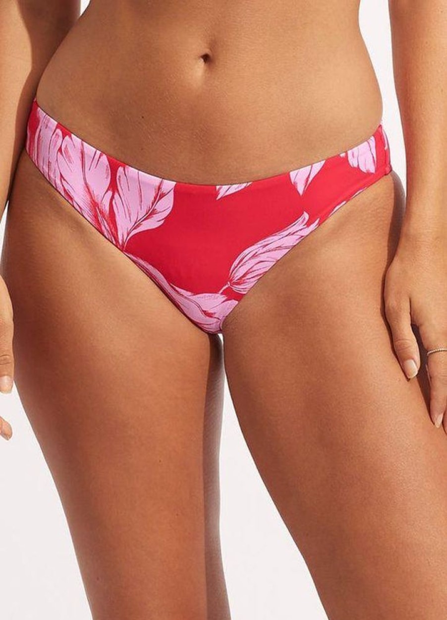 Women SEAFOLLY Bottoms | Seafolly- Ladies Fleur De Bloom Hipster Swimwear Bottom Chilli Red