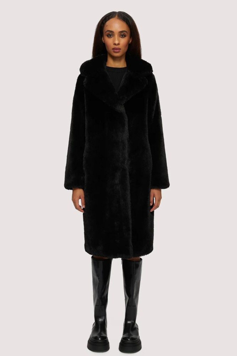 Women NOIZE Coats & Jackets | Noize- Savannah Maxi Vegan Fur Coat