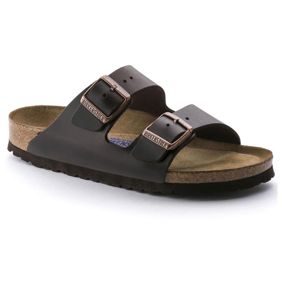 Men BIRKENSTOCK Sandals | Birkenstock- Arizona Soft Footbed Smooth Leather Sandal Brown Amalfi