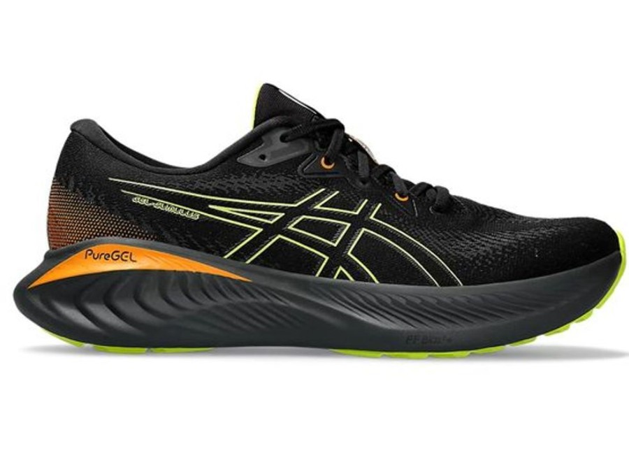 Men ASICS Sneakers | Asics- Men'S Gel Cumulus 25 Gtx Athletic Shoe Black-Neon Lime