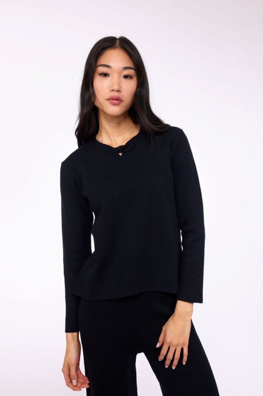 Women PISTACHE Tops | Pistache- Keyhole Tie Sweater