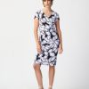 Women JOSEPH RIBKOFF Dresses | Joseph Ribkoff- Petal Print Wrap Dress Midnight-Vanilla