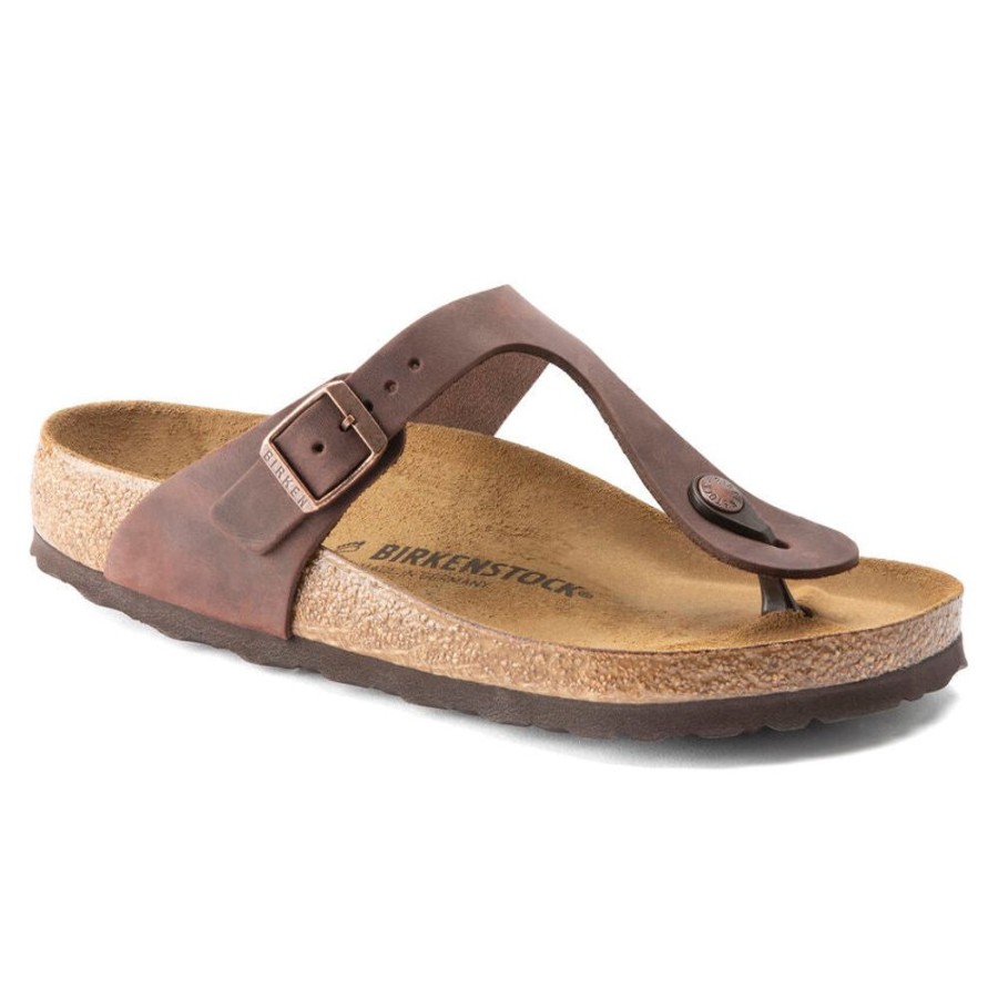 Women BIRKENSTOCK Casual Footwear | Birkenstock- Women'S Gizeh Oiled Leather Sandal Habana