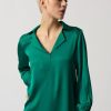 Women JOSEPH RIBKOFF Tops | Joseph Ribkoff- Notched Collar Blouse Emerald Green