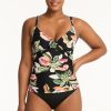 Women SEA LEVEL Tankinis | Sea Level- Ladies Sundown Twist Front Tankini Black Floral