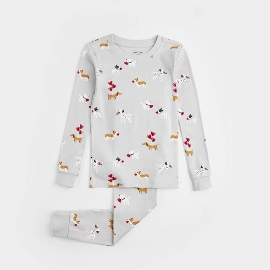 Kid PETIT LEM Sleepwear | Petit Lem- Kids Knit Pj Set Light Grey