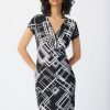 Women JOSEPH RIBKOFF Dresses | Joseph Ribkoff- Abstract Check Print Midi Dress Black Multi