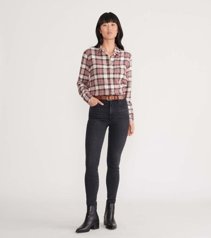 Women HATLEY Tops | Hatley- Women'S Heritage Flannel Shirt Cream Plaid