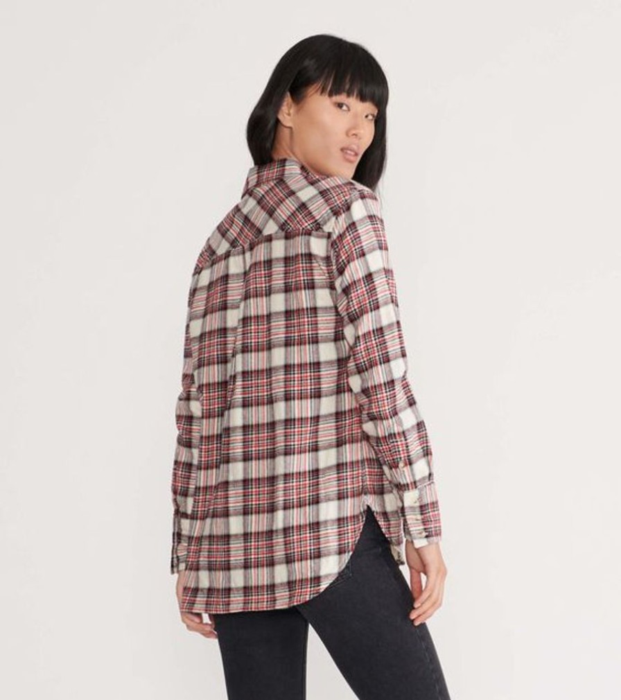 Women HATLEY Tops | Hatley- Women'S Heritage Flannel Shirt Cream Plaid