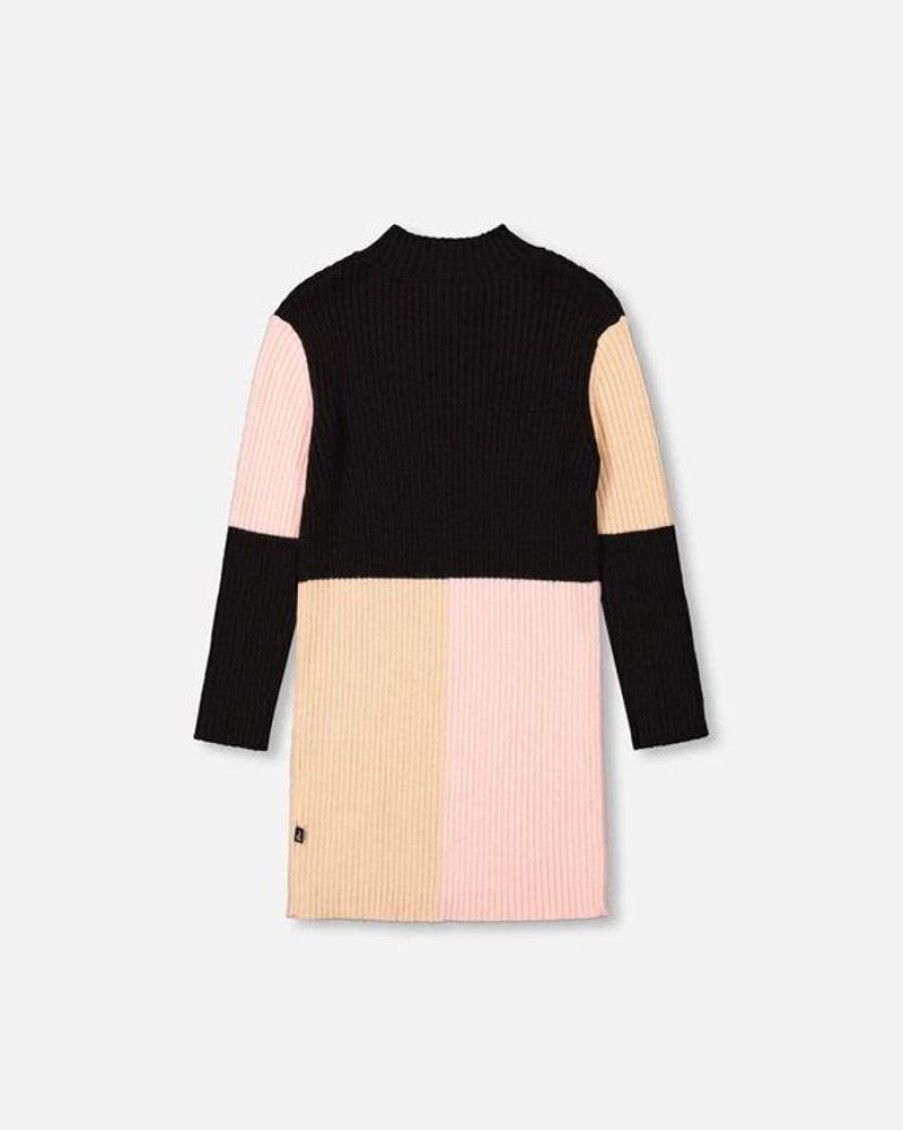 Kid DEUXPARDEUX Dresses & Rompers | Deux Par Deux- Kids Knitted Sweater Dress Colour Block