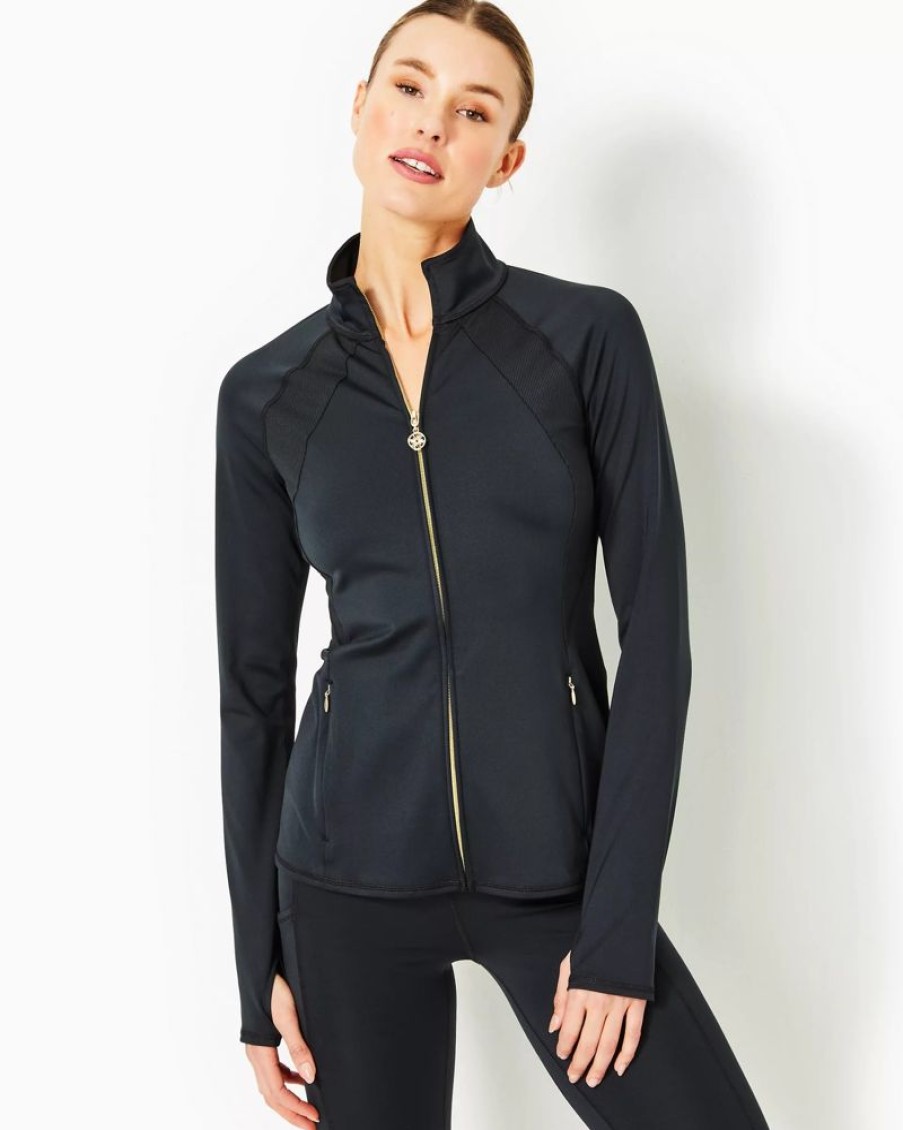 Women LILLY PULITZER Activewear | Lilly Pultizer- Upf 50+ Luxletic Tennison Jacket Black