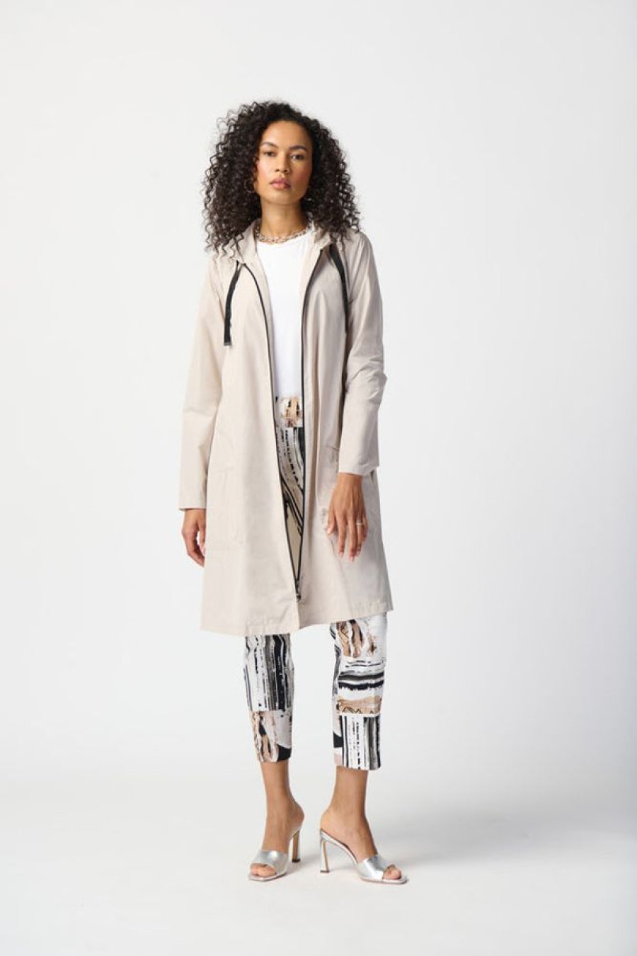 Women JOSEPH RIBKOFF Coats & Jackets | Joseph Ribkoff- Zip Front Flared Coat Moonstone