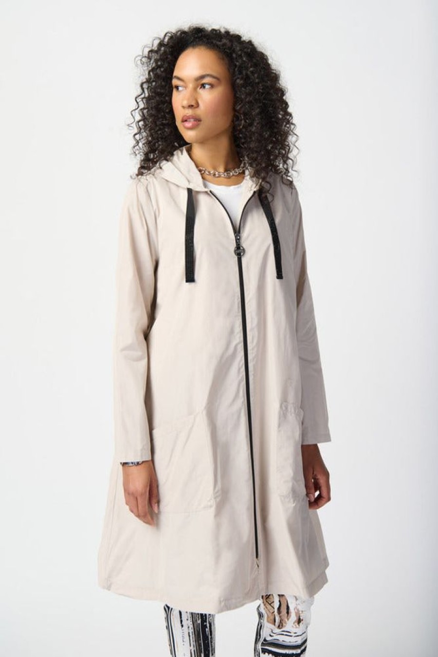 Women JOSEPH RIBKOFF Coats & Jackets | Joseph Ribkoff- Zip Front Flared Coat Moonstone