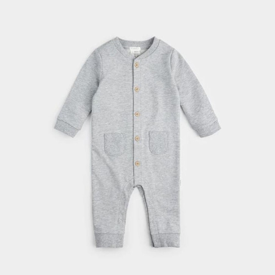 Kid PETIT LEM Dresses & Rompers | Petit Lem- Baby Knit Playsuit Heather Grey