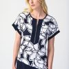 Women JOSEPH RIBKOFF Tops | Joseph Ribkoff- Zip Front Printed Top Midnight Blue