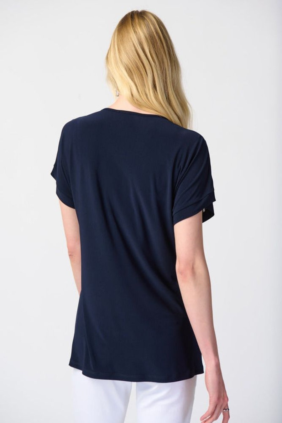 Women JOSEPH RIBKOFF Tops | Joseph Ribkoff- Zip Front Printed Top Midnight Blue