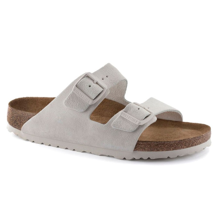 Women BIRKENSTOCK Casual Footwear | Birkenstock- Women'S Arizona Soft Footbed Suede Leather Sandal White