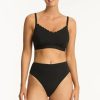 Women SEA LEVEL Tops | Sea Level- Ladies Scallop Bralette Swim Top Black