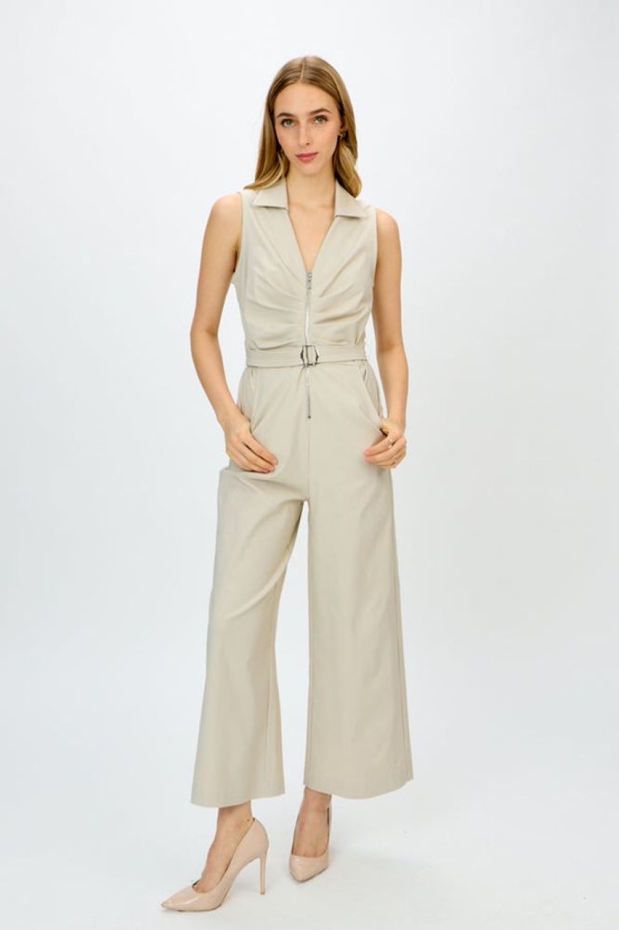 Women JOSEPH RIBKOFF Dresses | Joseph Ribkoff- Sleeveless Zip Front Jumpsuit