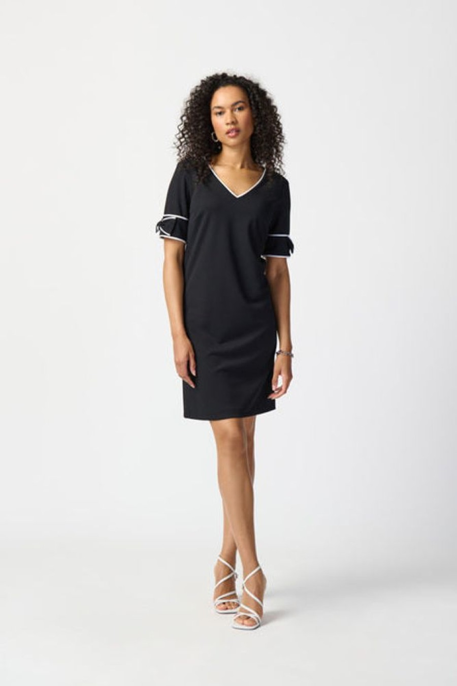 Women JOSEPH RIBKOFF Dresses | Joseph Ribkoff- Bow Detail Dress Blk-Offwhite