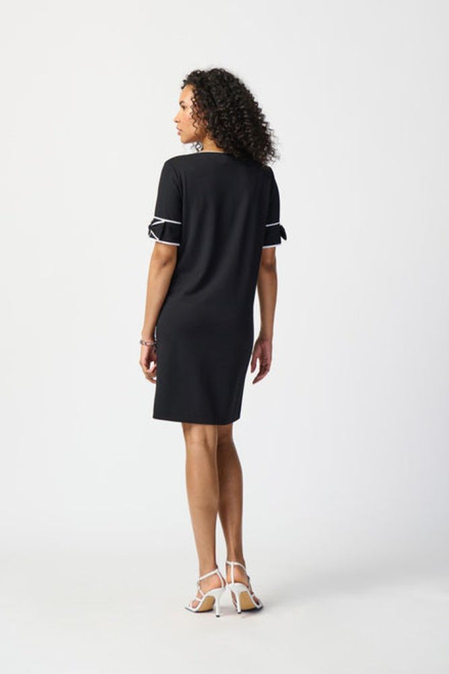 Women JOSEPH RIBKOFF Dresses | Joseph Ribkoff- Bow Detail Dress Blk-Offwhite