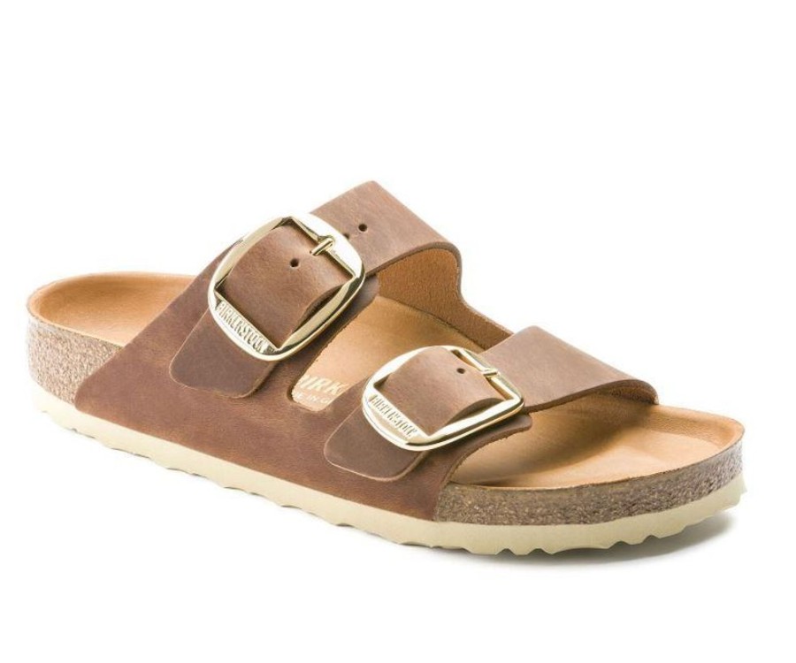 Women BIRKENSTOCK Sandals | Birkenstock-Women'S Arizona Big Buckle Oiled Leather Sandal Antique Brown