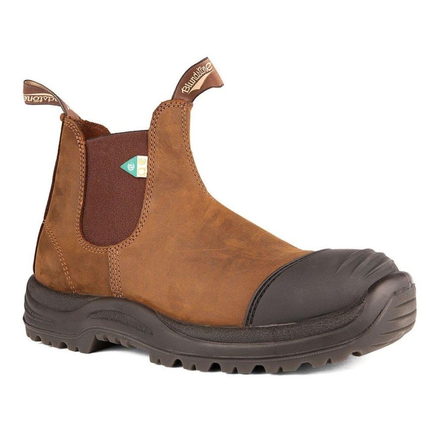 Men BLUNDSTONE Work Boots | Blundstone- Men'S 169- Work & Safety Boot Rubber Toe Cap Crazy Horse Brown Dark Brown