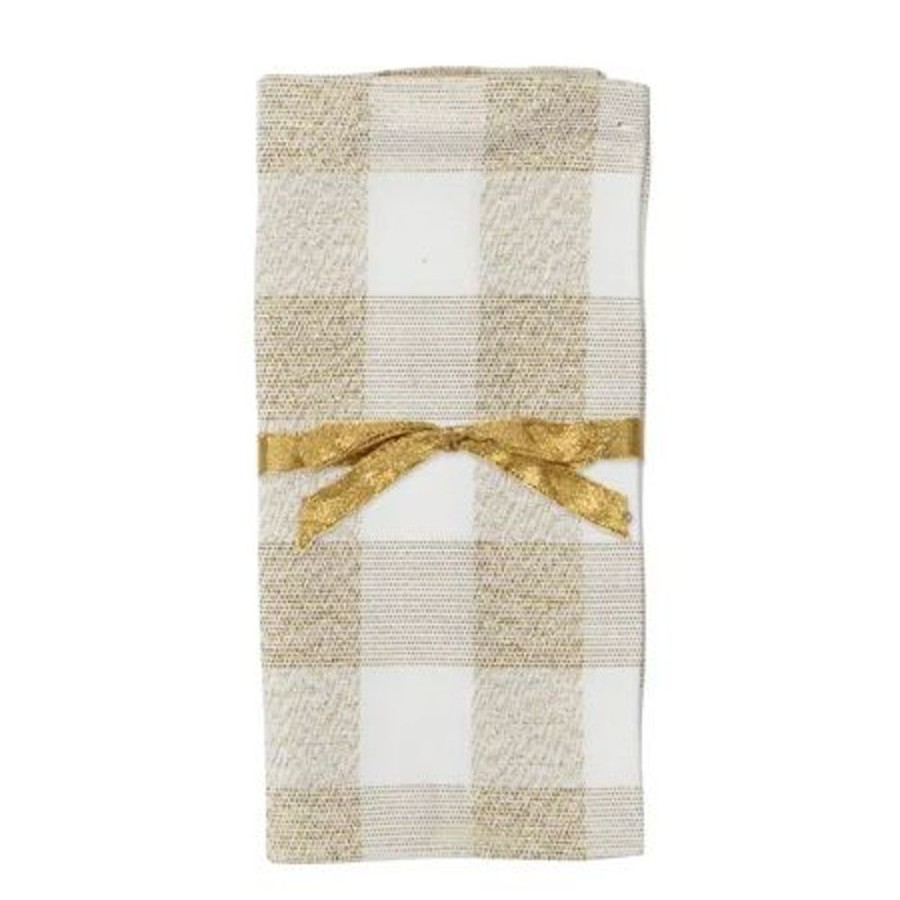 Cottage Kitchen HARMAN Napkins | Harman- Lurex Gold Check Napkin Set