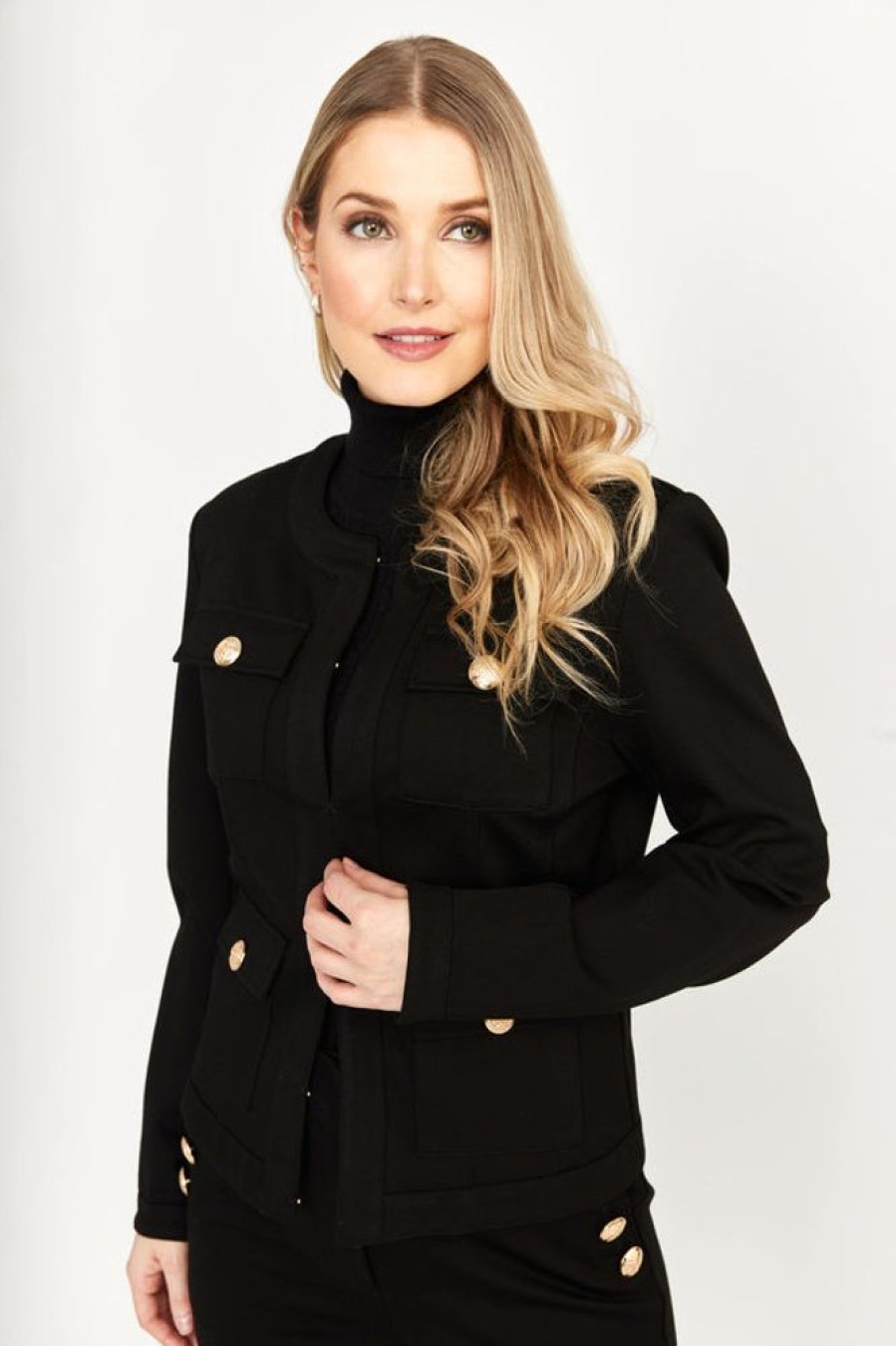 Women FRANK LYMAN Coats & Jackets | Frank Lyman- Button Down Jacket Black