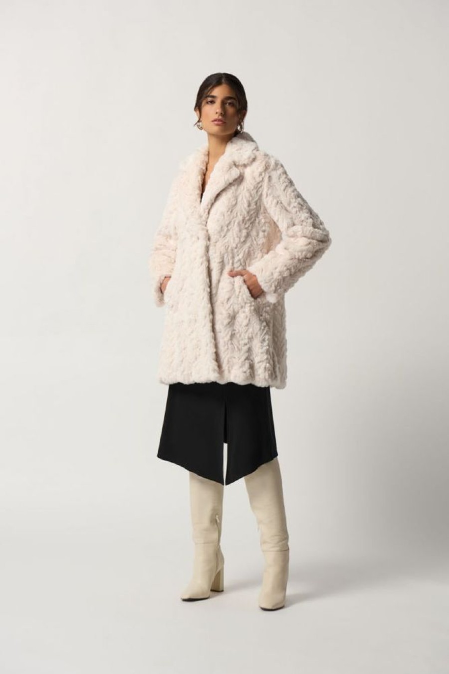 Women JOSEPH RIBKOFF Coats & Jackets | Joseph Ribkoff- Women'S Faux Fur Coat Cream